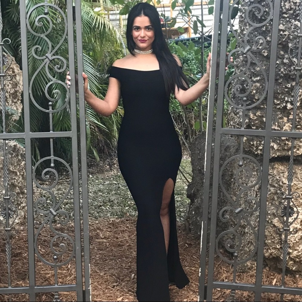 Black off the shoulder dress